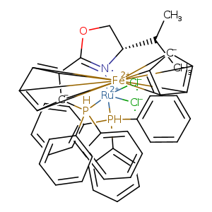 CC([C@H]1COC2=[N]1[Ru+2]([Cl-])([Cl-])(P(c1ccccc1)(c1ccccc1)c1ccccc1)P([C-]13[C]42=[CH]2[CH]5=C1[Fe+2]16783425[C-]2[CH]1=[CH]7[CH]8=[CH]62)(c1ccccc1)c1ccccc1)C