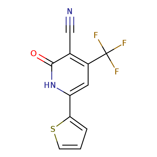 N#Cc1c(=O)[nH]c(cc1C(F)(F)F)c1cccs1