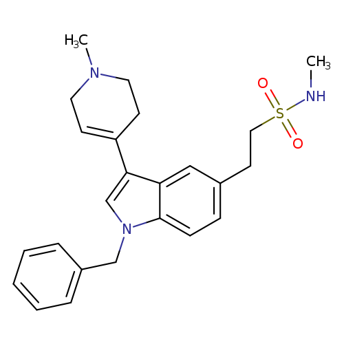 CNS(=O)(=O)CCc1ccc2c(c1)c(cn2Cc1ccccc1)C1=CCN(CC1)C