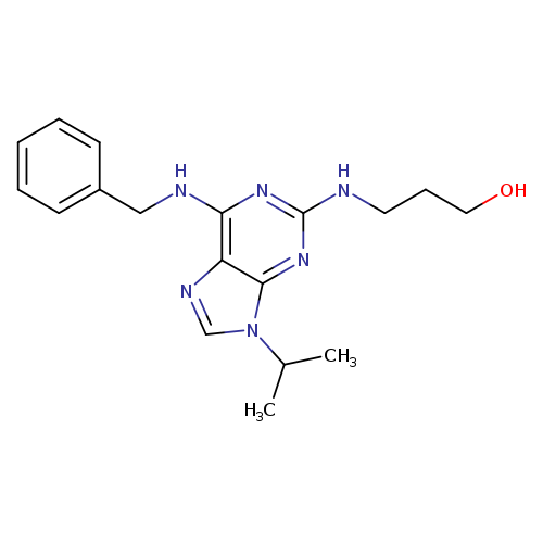 OCCCNc1nc(NCc2ccccc2)c2c(n1)n(cn2)C(C)C