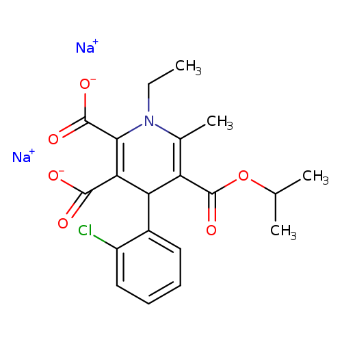 CCN1C(=C(C(=O)OC(C)C)C(C(=C1C(=O)[O-])C(=O)[O-])c1ccccc1Cl)C.[Na+].[Na+]
