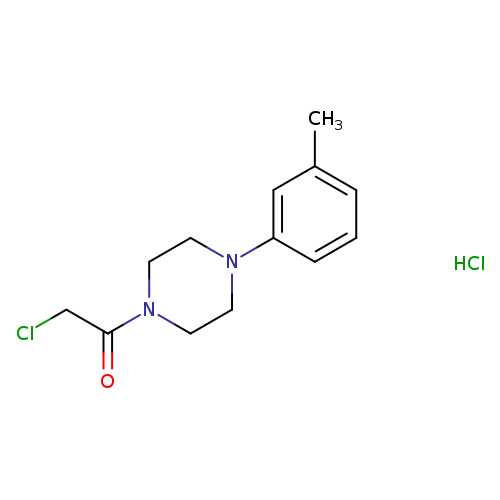 ClCC(=O)N1CCN(CC1)c1cccc(c1)C.Cl