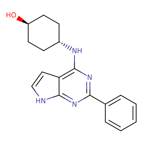O[C@@H]1CC[C@H](CC1)Nc1nc(nc2c1cc[nH]2)c1ccccc1