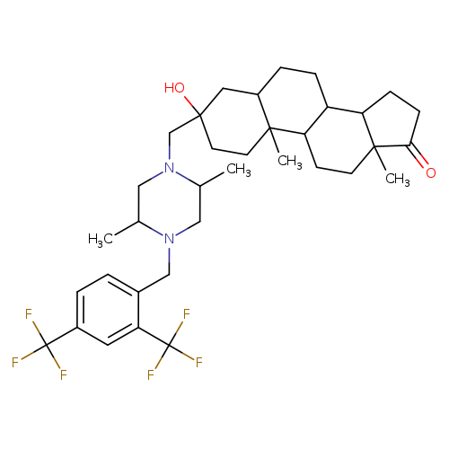 CC1CN(Cc2ccc(cc2C(F)(F)F)C(F)(F)F)C(CN1CC1(O)CCC2(C(C1)CCC1C2CCC2(C1CCC2=O)C)C)C