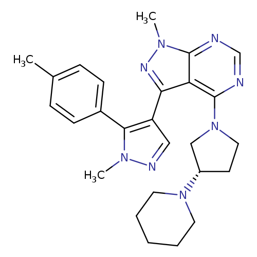 Cc1ccc(cc1)c1n(C)ncc1c1nn(c2c1c(ncn2)N1CC[C@@H](C1)N1CCCCC1)C