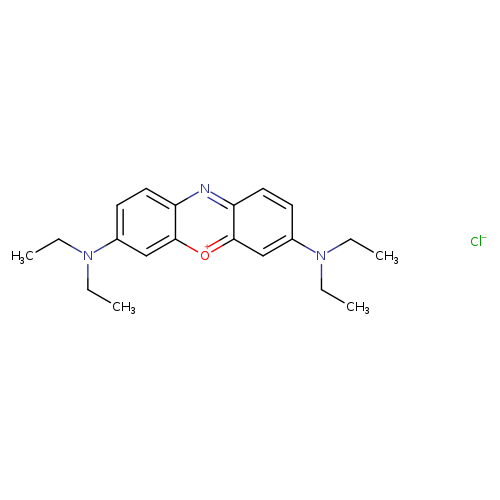 CCN(c1ccc2c(c1)[o+]c1c(n2)ccc(c1)N(CC)CC)CC.[Cl-]