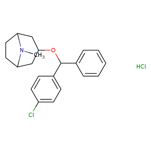Clc1ccc(cc1)C(c1ccccc1)OC1CC2CCC(C1)N2C.Cl