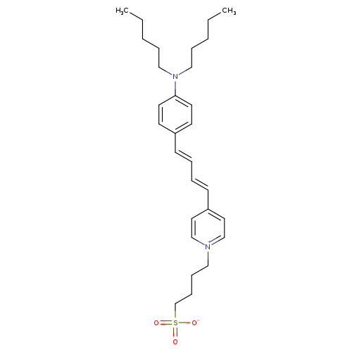 CCCCCN(c1ccc(cc1)/C=C/C=C/c1cc[n+](cc1)CCCCS(=O)(=O)[O-])CCCCC