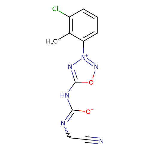 [O-]C(=NCC#N)Nc1n[n+](no1)c1cccc(c1C)Cl