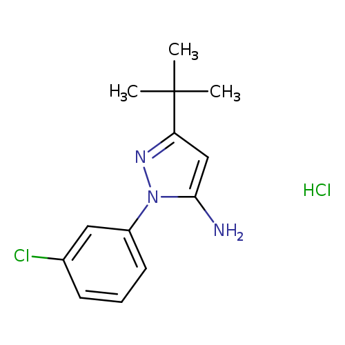Clc1cccc(c1)n1nc(cc1N)C(C)(C)C.Cl