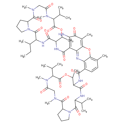 CCC(C1NC(=O)C(NC(=O)c2c3nc4c(ccc(c4oc3c(c(=O)c2N)C)C)C(=O)NC2C(=O)NC(C(C)C)C(=O)N3CCCC3C(=O)N(CC(=O)N(C(C(=O)OC2C)C(C)C)C)C)C(C)OC(=O)C(C(C)C)N(C(=O)CN(C(=O)C2N(C1=O)CCC2)C)C)C