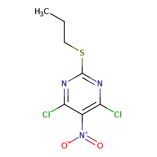 CCCSc1nc(Cl)c(c(n1)Cl)[N+](=O)[O-]