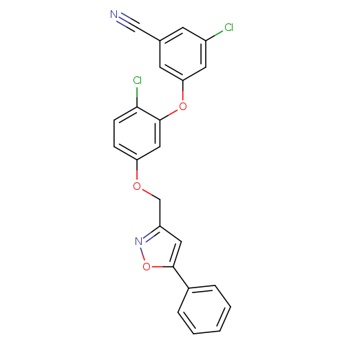 N#Cc1cc(cc(c1)Cl)Oc1cc(OCc2noc(c2)c2ccccc2)ccc1Cl