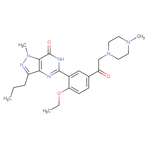 CCCc1nn(c2c1nc([nH]c2=O)c1cc(ccc1OCC)C(=O)CN1CCN(CC1)C)C