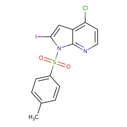 Cc1ccc(cc1)S(=O)(=O)n1c(I)cc2c1nccc2Cl