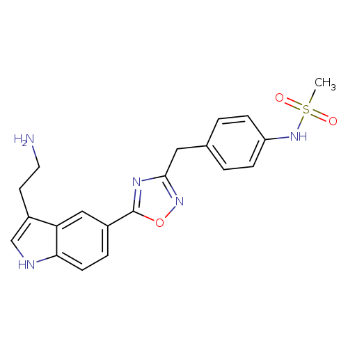 NCCc1c[nH]c2c1cc(cc2)c1onc(n1)Cc1ccc(cc1)NS(=O)(=O)C