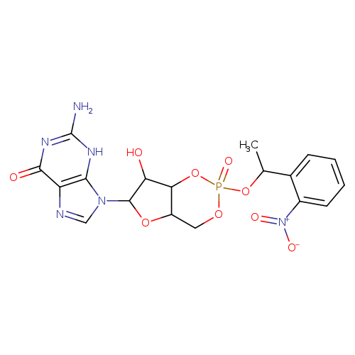 OC1C2OP(=O)(OCC2OC1n1cnc2c1[nH]c(N)nc2=O)OC(c1ccccc1[N+](=O)[O-])C