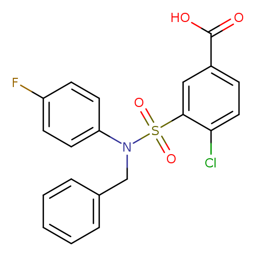 Fc1ccc(cc1)N(S(=O)(=O)c1cc(ccc1Cl)C(=O)O)Cc1ccccc1