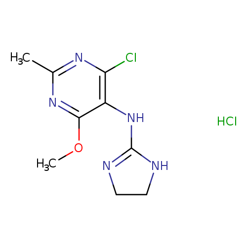 COc1nc(C)nc(c1NC1=NCCN1)Cl.Cl