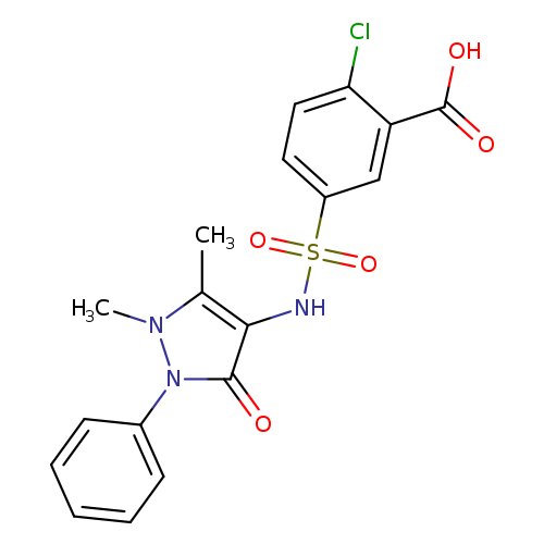 OC(=O)c1cc(ccc1Cl)S(=O)(=O)Nc1c(C)n(n(c1=O)c1ccccc1)C