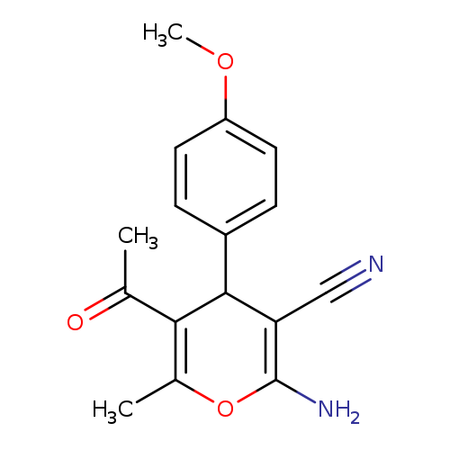 N#CC1=C(N)OC(=C(C1c1ccc(cc1)OC)C(=O)C)C