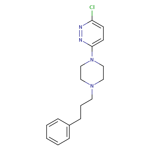 Clc1ccc(nn1)N1CCN(CC1)CCCc1ccccc1