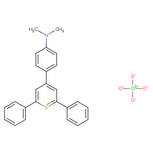 [O-][Cl](=O)(=O)=O.CN(c1ccc(cc1)c1cc([s+]c(c1)c1ccccc1)c1ccccc1)C