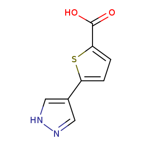 OC(=O)c1ccc(s1)c1c[nH]nc1