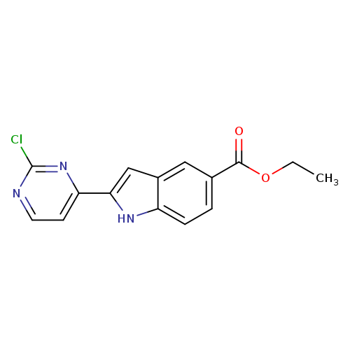 CCOC(=O)c1ccc2c(c1)cc([nH]2)c1ccnc(n1)Cl