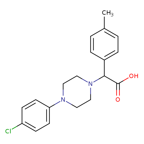 Cc1ccc(cc1)C(N1CCN(CC1)c1ccc(cc1)Cl)C(=O)O