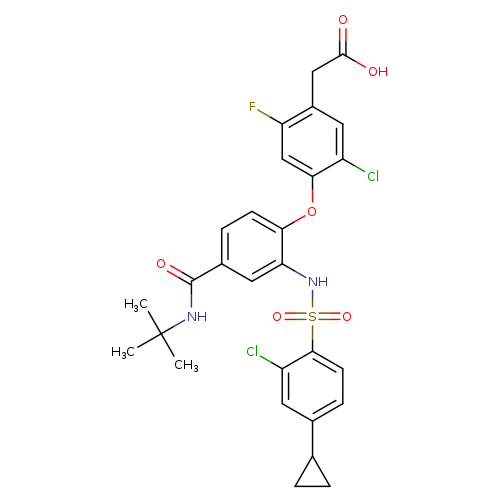 OC(=O)Cc1cc(Cl)c(cc1F)Oc1ccc(cc1NS(=O)(=O)c1ccc(cc1Cl)C1CC1)C(=O)NC(C)(C)C