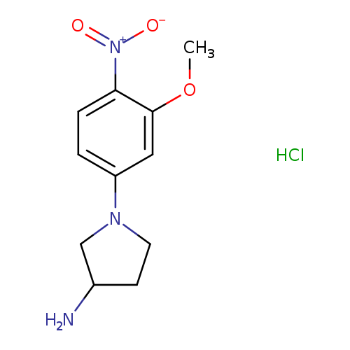 COc1cc(ccc1[N+](=O)[O-])N1CCC(C1)N.Cl