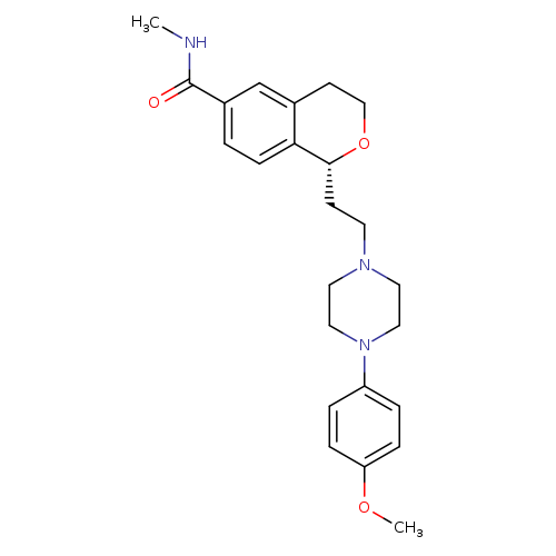 CNC(=O)c1ccc2c(c1)CCO[C@@H]2CCN1CCN(CC1)c1ccc(cc1)OC
