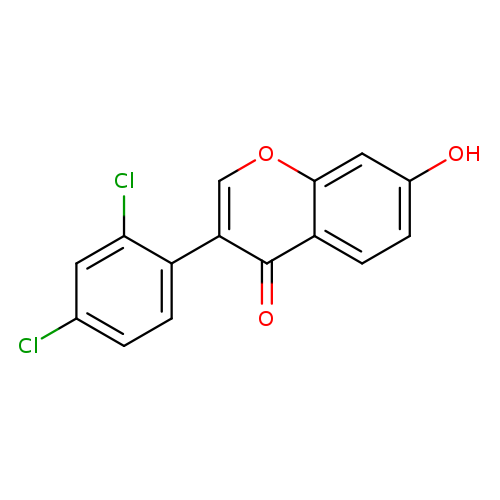 Clc1ccc(c(c1)Cl)c1coc2c(c1=O)ccc(c2)O