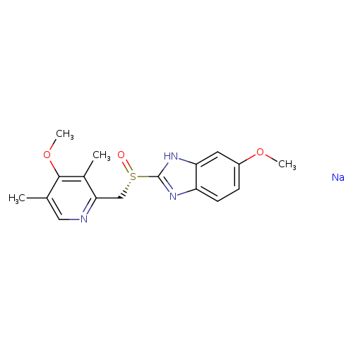 COc1ccc2c(c1)[nH]c(n2)[S@@](=O)Cc1ncc(c(c1C)OC)C.[Na]