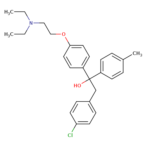 CCN(CCOc1ccc(cc1)C(c1ccc(cc1)C)(Cc1ccc(cc1)Cl)O)CC