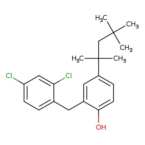 Clc1ccc(c(c1)Cl)Cc1cc(ccc1O)C(CC(C)(C)C)(C)C