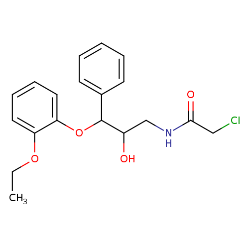 CCOc1ccccc1OC(c1ccccc1)C(CNC(=O)CCl)O