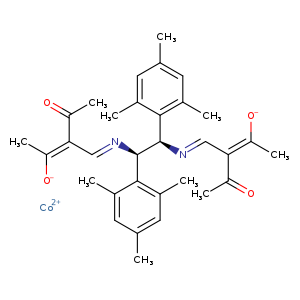 Cc1cc(C)c(c(c1)C)[C@H]([C@@H](c1c(C)cc(cc1C)C)/N=C/C(=C(/C)\[O-])/C(=O)C)/N=C/C(=C(/C)\[O-])/C(=O)C.[Co+2]