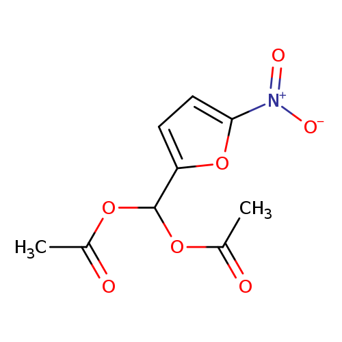 CC(=O)OC(c1ccc(o1)[N+](=O)[O-])OC(=O)C