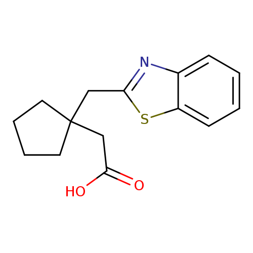 OC(=O)CC1(CCCC1)Cc1nc2c(s1)cccc2