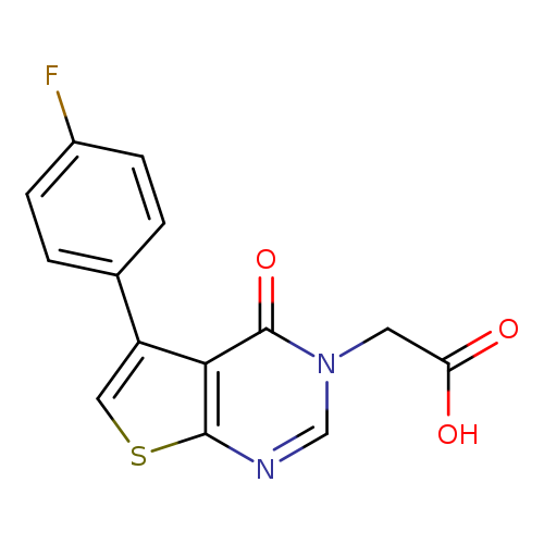 OC(=O)Cn1cnc2c(c1=O)c(cs2)c1ccc(cc1)F