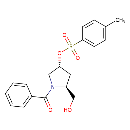 OC[C@@H]1C[C@H](CN1C(=O)c1ccccc1)OS(=O)(=O)c1ccc(cc1)C