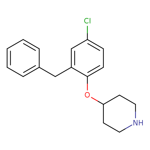 Clc1ccc(c(c1)Cc1ccccc1)OC1CCNCC1
