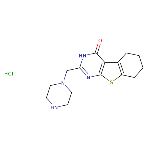 O=c1[nH]c(CN2CCNCC2)nc2c1c1CCCCc1s2.Cl