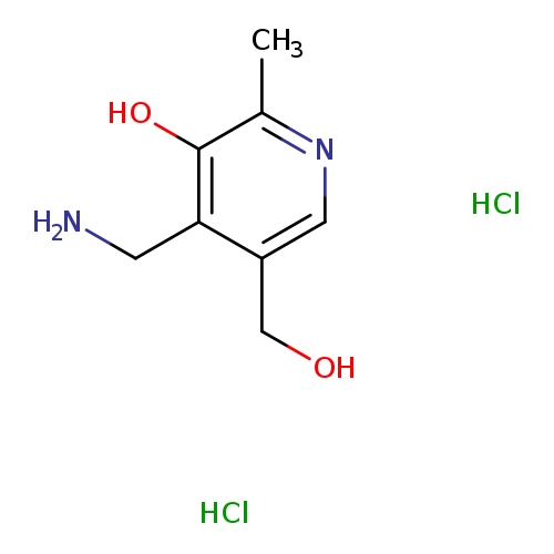 NCc1c(CO)cnc(c1O)C.Cl.Cl