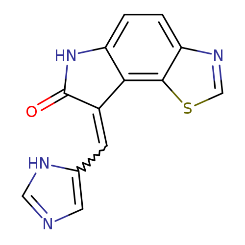O=C1Nc2c(C1=Cc1cnc[nH]1)c1scnc1cc2