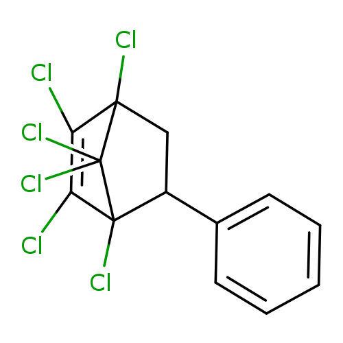 ClC1=C(Cl)C2(C(C1(Cl)C(C2)c1ccccc1)(Cl)Cl)Cl