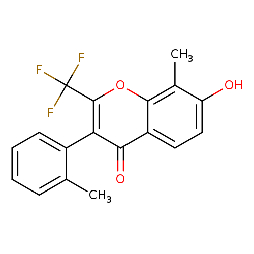 Cc1ccccc1c1c(=O)c2ccc(c(c2oc1C(F)(F)F)C)O