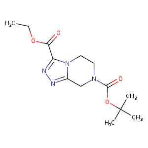 CCOC(=O)c1nnc2n1CCN(C2)C(=O)OC(C)(C)C